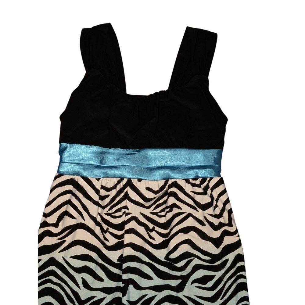 Rare Editions Girls Black & Blue Ombre Zebra Stripe Empire Waist Dress Size 7/8 - Picture 4 of 12